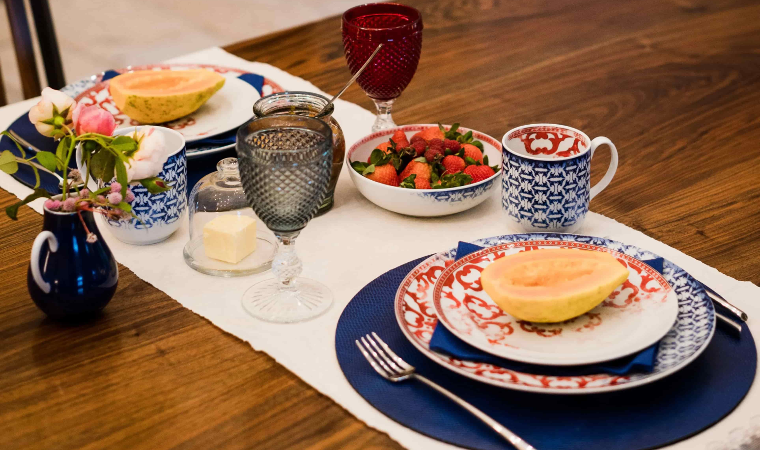 Breakfast table setting